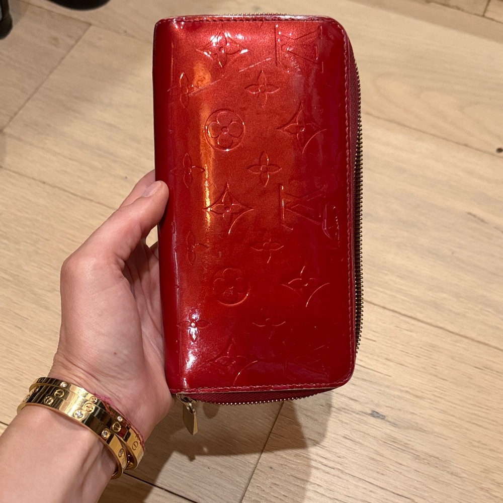 Louis Vuitton Shiny Red Embossed Zippy Wallet